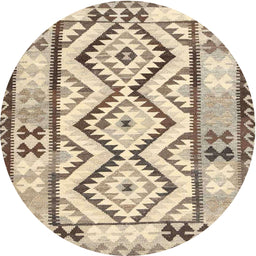 Round Machine Washable Contemporary Dark Almond Brown Rug, wshcon2920