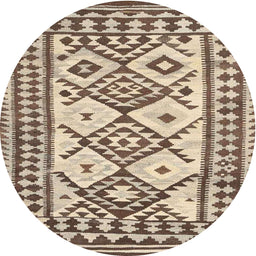 Round Machine Washable Contemporary Sepia Brown Rug, wshcon2921