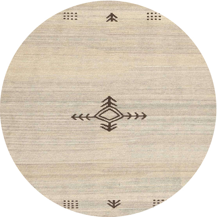 Round Contemporary Deep Peach Orange Solid Rug, con2927