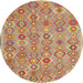 Round Machine Washable Contemporary Orange Rug, wshcon2928