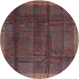Round Contemporary Dark Almond Brown Modern Rug, con2934