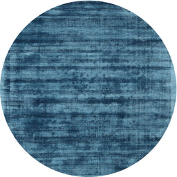 Round Machine Washable Contemporary Blue Rug, wshcon2941