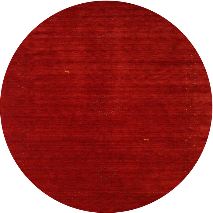 Round Machine Washable Contemporary Tomato Red Rug, wshcon2948