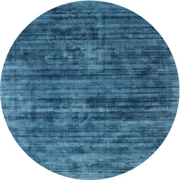 Round Machine Washable Contemporary Blue Ivy Blue Rug, wshcon2949