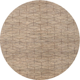 Round Contemporary Dark Almond Brown Modern Rug, con294