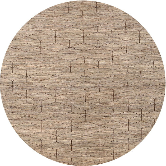 Round Machine Washable Contemporary Dark Almond Brown Rug, wshcon294
