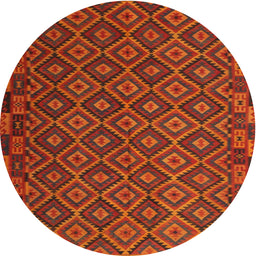 Round Machine Washable Contemporary Mahogany Brown Rug, wshcon2953
