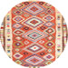 Round Contemporary Brown Oriental Rug, con2956