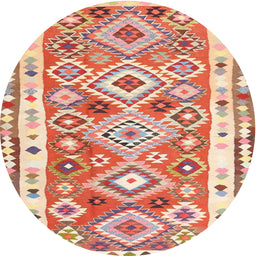 Round Machine Washable Contemporary Brown Rug, wshcon2956