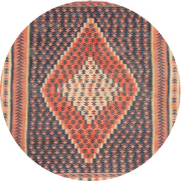 Round Contemporary Chestnut Brown Modern Rug, con2958