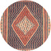 Round Contemporary Chestnut Brown Modern Rug, con2958