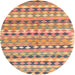 Round Machine Washable Contemporary Rust Pink Rug, wshcon2959