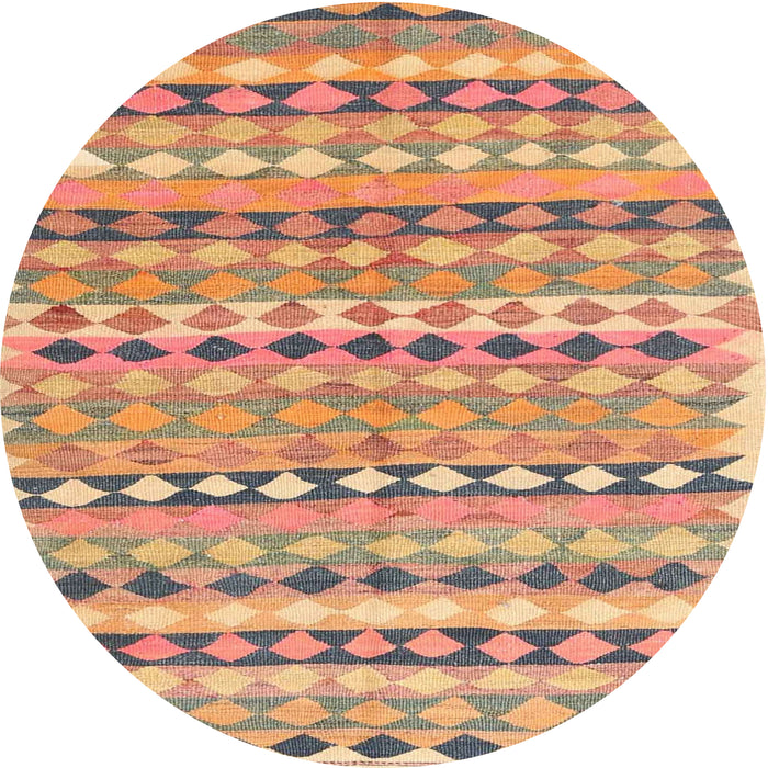 Round Contemporary Rust Pink Oriental Rug, con2959