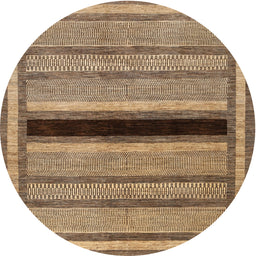 Round Machine Washable Contemporary Dark Sienna Brown Rug, wshcon295