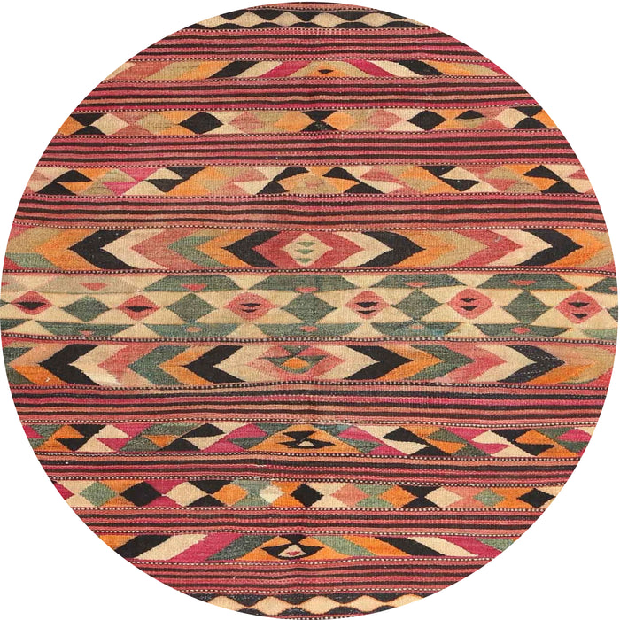 Round Machine Washable Contemporary Sunrise Orange Rug, wshcon2960