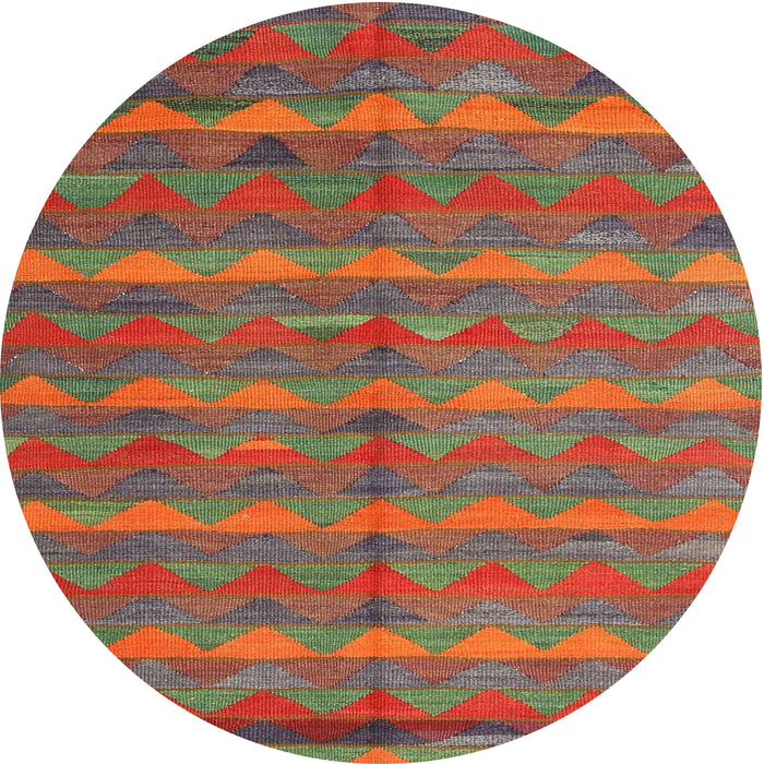 Round Machine Washable Contemporary Dark Almond Brown Rug, wshcon2961