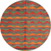 Round Machine Washable Contemporary Dark Almond Brown Rug, wshcon2961