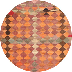 Round Machine Washable Contemporary Red Rug, wshcon2962
