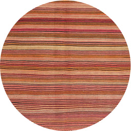 Round Machine Washable Contemporary Orange Rug, wshcon2964