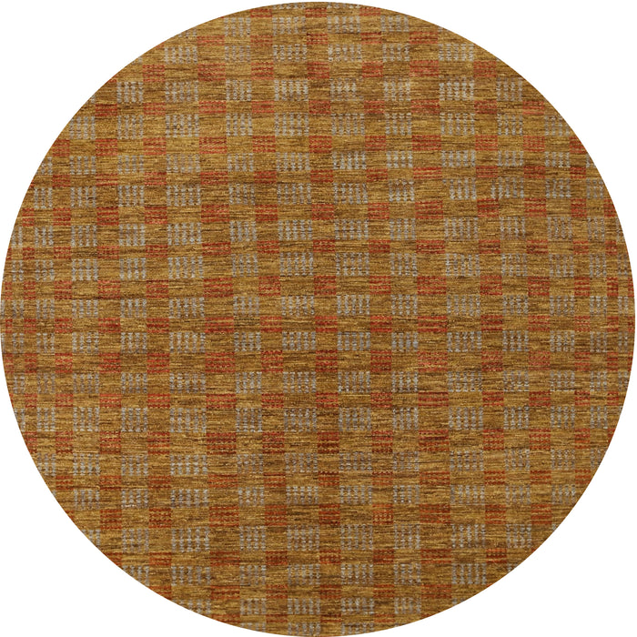 Round Contemporary Mahogany Brown Modern Rug, con296