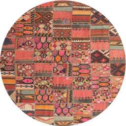 Round Machine Washable Contemporary Peru Brown Rug, wshcon2970