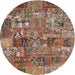 Round Machine Washable Contemporary Dark Sienna Brown Rug, wshcon2971