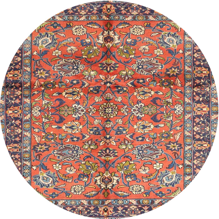 Round Machine Washable Contemporary Brown Red Rug, wshcon2978