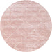 Round Machine Washable Contemporary Pink Daisy Pink Rug, wshcon2989