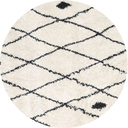 Round Contemporary Antique White Beige Solid Rug, con2991