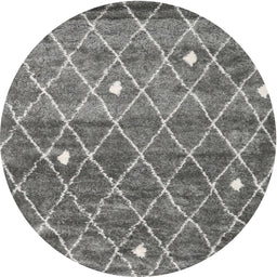 Round Machine Washable Contemporary Dark Gray Rug, wshcon2993