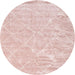 Round Machine Washable Contemporary Pink Daisy Pink Rug, wshcon2997