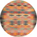 Round Machine Washable Contemporary Peru Brown Rug, wshcon2998