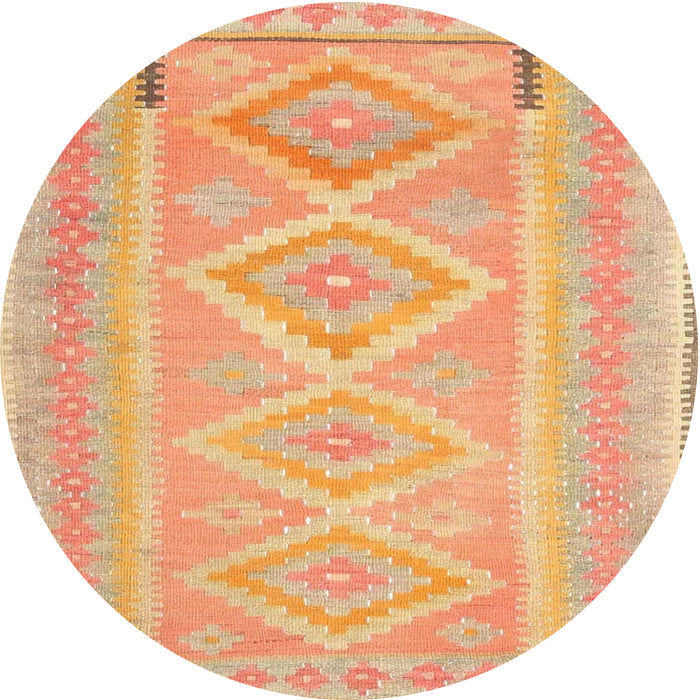 Round Contemporary Orange Oriental Rug, con2999