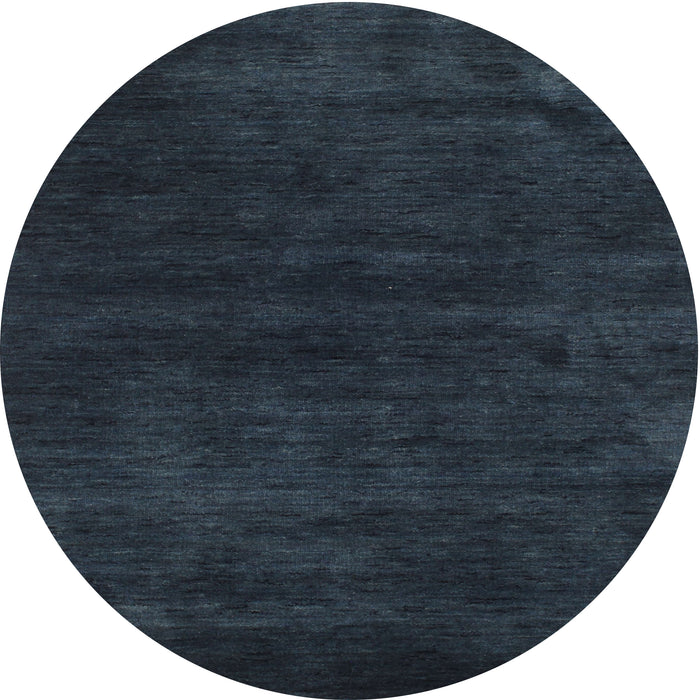 Round Contemporary Dark Blue Grey Blue Abstract Machine Washable Rug, wshcon2
