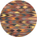 Round Contemporary Brown Red Southwestern Rug, con3001