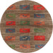 Round Machine Washable Contemporary Brown Red Rug, wshcon3008