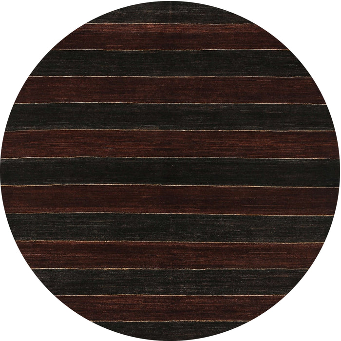 Round Contemporary Black Brown Modern Rug, con300