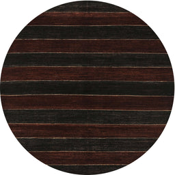 Round Machine Washable Contemporary Black Brown Rug, wshcon300
