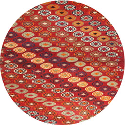 Round Machine Washable Contemporary Red Rug, wshcon3016
