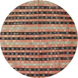 Round Machine Washable Contemporary Dark Sienna Brown Rug, wshcon3018
