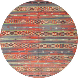 Round Machine Washable Contemporary Camel Brown Rug, wshcon3019