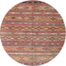 Round Machine Washable Contemporary Camel Brown Rug, wshcon3019