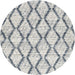 Round Contemporary Silver Gray Trellis Rug, con3020