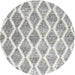 Round Contemporary Dark White Beige Abstract Machine Washable Rug, wshcon3022