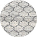 Round Contemporary Dark Gray Trellis Rug, con3027