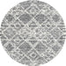 Round Contemporary Gray Trellis Rug, con3030