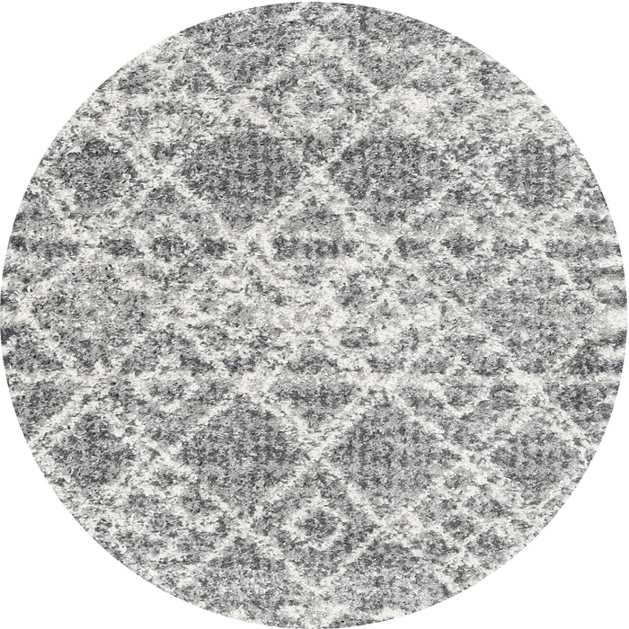 Round Machine Washable Contemporary Grey Gray Rug, wshcon3030