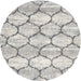 Round Contemporary Dark White Beige Trellis Rug, con3032