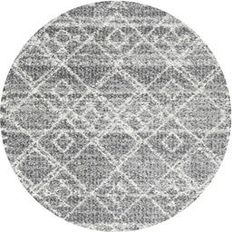 Round Contemporary Gray Trellis Rug, con3033