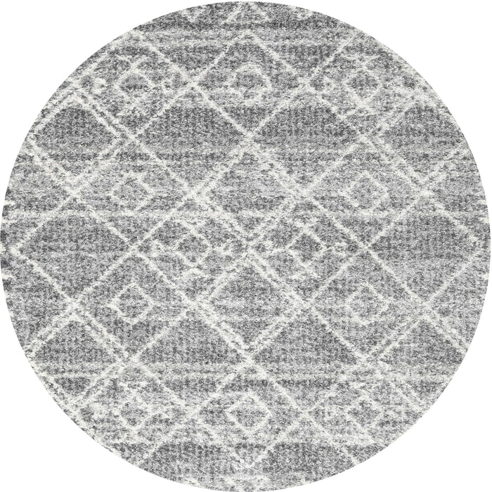 Round Contemporary Light Gray Abstract Machine Washable Rug, wshcon3037